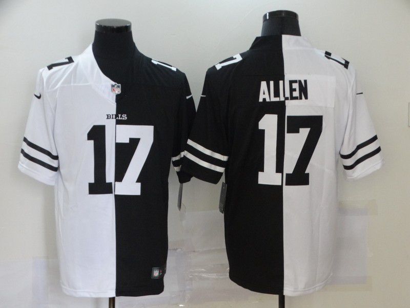 Men Buffalo Bills #17 Allen Black white Half version 2020 Nike NFL Jerseys->new england patriots->NFL Jersey